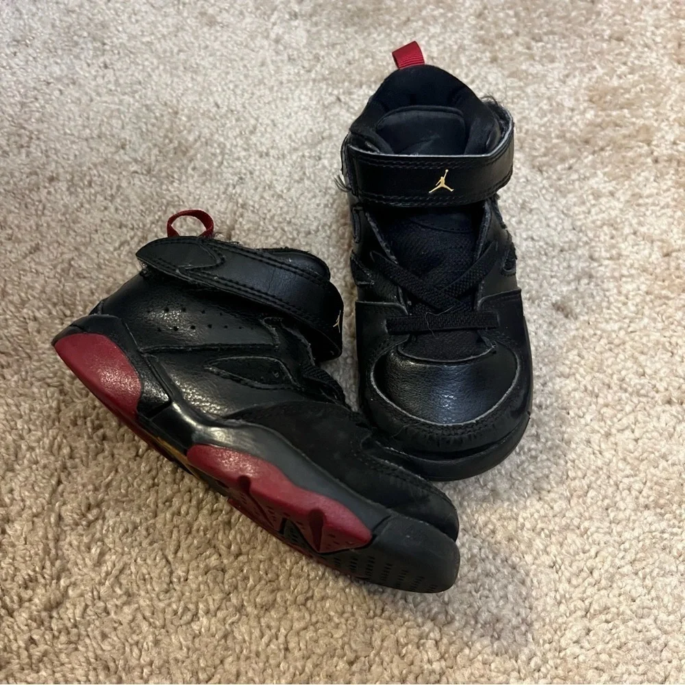NIKE JORDAN FLIGHT CLUB 91 555330-067 SHOES SIZE 7C TODDLER BLACK RED SNEAKERS